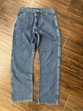NWT Wrangler Loose Fit Carpenter Jeans Blue Denim 34x34 Workwear Tech Pocket